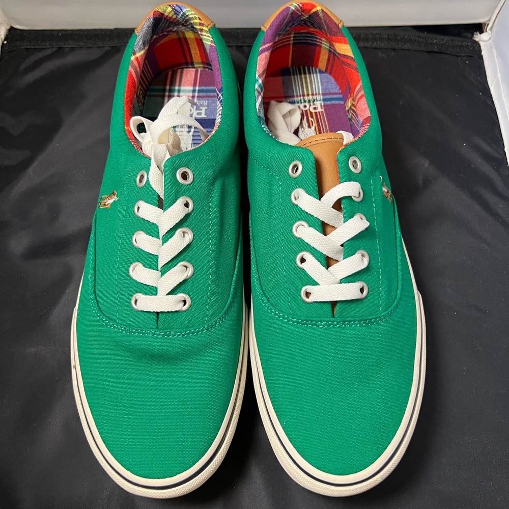 Polo‎ Ralph Lauren Green Canvas Sneakers Men’s 10.5D New in Box